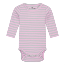 BIRKHOLM Stribet Rib Body Meleret Grå & Baby Lyserød